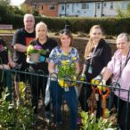 Volunteers helping to build a new community garden on Mottershead Road in Wythenshawe