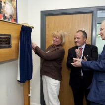 yn Goggins unveils plaque with Mike Kane MP and Eddy Newman, Chair of WCHG