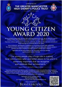 The High Sheriff of Greater Manchester Award for Young Citizen of the Year 2020